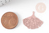 Light pink brass gingko leaf filigree print pendant, Very thin and light pendant, 25x22mm, X2 G3699