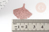 Pendentif estampe filigrane feuille gingko laiton rose clair, Pendentif très fin et léger, 25x22mm, X2G3699