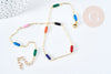 Multicolored enameled golden brass geometric chain necklace 39.4mm, Mother's Day birthday gift idea for women, unit G8786 
