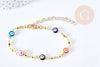 Pulsera de cadena con ojo protector multicolor acero inoxidable dorado 304 -19cm, X1 G8739 