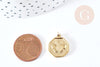 Pendentif médaille papillon acier 316L inoxydable doré 18mm, création bijoux acier, X1 G8735