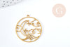 Pendentif rond lune nuage acier 201 doré inoxydable 32.5mm,pendentif sans nickel pour création bijoux,l'unité G8815