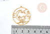 Pendentif rond lune nuage acier 201 doré inoxydable 32.5mm,pendentif sans nickel pour création bijoux,l'unité G8815