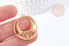 Pendentif rond croissant de lune nénuphar acier 201 doré inoxydable 32mm,pendentif sans nickel pour création bijoux,l'unité G8814