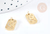 Pendentif rectangle lune étoiles zircons acier 316 doré inoxydable 15mm,pendentif sans nickel pour création bijoux,l'unité G8817