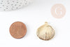 Perle coquillage zamac doré 14K 24mm, pendentif creation bijoux thème vacances X1 G5829