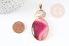 Pendentif doré agate colorée et perle nacre,pendentif pierre, support doré, création bijoux,agate,pierre naturelle,62-63mm, X1, G2038