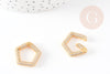 Hexagon flap clasp 16k gold-plated brass with white zircon 19.5mm, quality clasp, golden clasp, padlock clasp, 21mm, X1 G6686