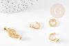 Clip-on clasp with golden brass and rhinestone rings, large quality clasp, golden clasp, luxury clasp, 27mm, X1 G2943