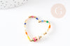 16k gold-plated brass screw clasp with colorful striped heart, large quality clasp, gold clasp, padlock clasp, 30.5mm, X1 G4268