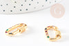 18k gold brass screw clasp with colorful rhinestones, large quality clasp, gold clasp, Padlock clasp, 23.5mm, X1 G3008
