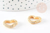 Gold brass and rhinestone heart flap clasp, large quality clasp, golden clasp, padlock clasp, 18mm, X1 G5243