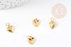 Golden brass heart pendant, nickel-free pendant, jewelry creation, golden heart, golden brass pendant, 10mm, lot of 5-G1047