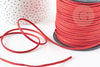 Cordón de ante rojo con purpurina símil piel 3-4mm, cordón de joyería, X1 metro G4798