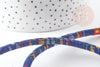 Cordón étnico azul multicolor 7mm, cordón para joyería de inspiración africana, X 1 metro G9112