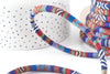 Cordón étnico multicolor azul rojo 7mm, cordón para joyería de inspiración africana, X 1 metro G9113