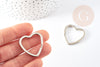 Support Heart key ring iron platinum 31mm, jewelry creation, heart fantasy accessory, X1 G9131