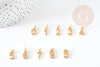 Colgante de número de latón dorado circonita blanca 11mm, colgante de número de circonita, número de la suerte, X1 G3640