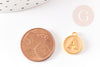 Pendentif rond zamac doré initiale émail beige 14mm, Pendentif femme, métal doré, pendentif initiale,création bijoux,14mm, X1 G3204