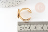 Soporte de anillo ajustable para cabujón de 12 mm en acero inoxidable dorado, 17,5-18 mm, X1 G4312