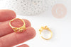 Adjustable ring three daisies golden brass 17mm, golden flower jewelry creation, X1 G0560