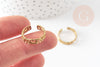Adjustable ring fine lace raw brass 16mm, raw brass ring, X2 G3758