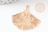 Filigree gingko leaf print pendant in golden brass 30x33mm, Very thin and light pendant, X2 G4440