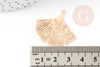 Gold brass gingko leaf filigree print pendant, Very thin and light pendant, 30x33mm, X2, G4440