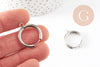 Boucle créole avec anneau dormeuse acier 201 inoxydable platine 25mm, création boucles résistantes à l'eau, X2 G9320