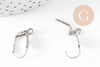 Sleeper loop support stainless steel 304 platinum shell 19mm, pierced ears, nickel-free water-resistant loops, X10 G9369