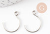 Round hook loop support 304 platinum stainless steel 14mm, pierced ears, water-resistant nickel-free silver buckle, X20 G9323