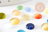 Multicolored round cat's eye glass cabochon 5-10mm, x20 G1499