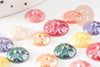 Round dome cabochon iridescent porcelain 10mm, cabochons, porcelain, handmade, floral pattern, X20 G1807