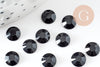 Black rhinestone cabochon round reflections 7mm, plastic cabochon for sewing and jewelry creation X 5g G2248