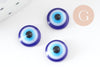 Round cabochon blue resin evil eye, luck, plastic cabochon, gri-gri, 8mm, X20 (2.7g) G0303