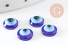 Round cabochon blue resin evil eye, luck, plastic cabochon, gri-gri, 6mm, X20 (3g) G0886