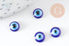 Cabochon rond résine bleue mauvais oeil, chance, cabochon plastique, gri-gri,6mm , X20 (3g)G0886