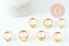 Anillo de cabujón de circonio de latón dorado ajustable, joya vintage, creación de joyas, anillo de cabujón, 17 mm, X1 G3959