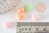 Multicolor plastic heart bead plastel, acrylic pendant, bead, colored plastic, 9.5mm, X30 (12.6G) G3492