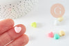 Perle coeur plastique multicolore plastel,pendentif acrylique,perle, plastique coloré, 9.5mm, X30 (12.6G) G3492