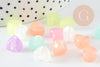 Perle coeur plastique multicolore plastel phosphorescent, perle acrylique, plastique coloré, 12mm, X20G9359