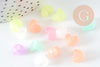 Perle coeur plastique multicolore plastel phosphorescent, perle acrylique, plastique coloré, 12mm, X20G9359