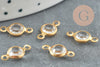 Raw brass round connector pendants Transparent crystal, creative supplies, brass connectors, jewelry creation, lot of 10.6mm-G042