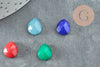 Multicolored faceted natural jade drop cabochon 10x9mm, stone cabochon for jewelry creation, X1 G8596