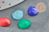 Multicolored faceted natural jade drop cabochon 10x9mm, stone cabochon for jewelry creation, X1 G8596