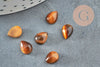 Natural tiger's eye drop cabochon 8x6mm, stone jewelry creation, X1 G7572