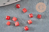 Square cabochon natural jade tinted red faceted 2.5mm, cabochon for stone jewelry creation, X1 G8599