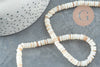 Perles coquillage blanc naturel heishi 5-6mm,rondelle coquillage blanc ivoire naturel, fil de 40cm, X1G1814