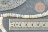 Natural white heishi shell beads 5-6mm, natural ivory white shell rondelle, 40cm thread, X1 G1814