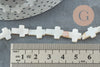 Natural white mother-of-pearl cross bead, cross bead, white shell, 12mm, 38cm wire, X1 G3053